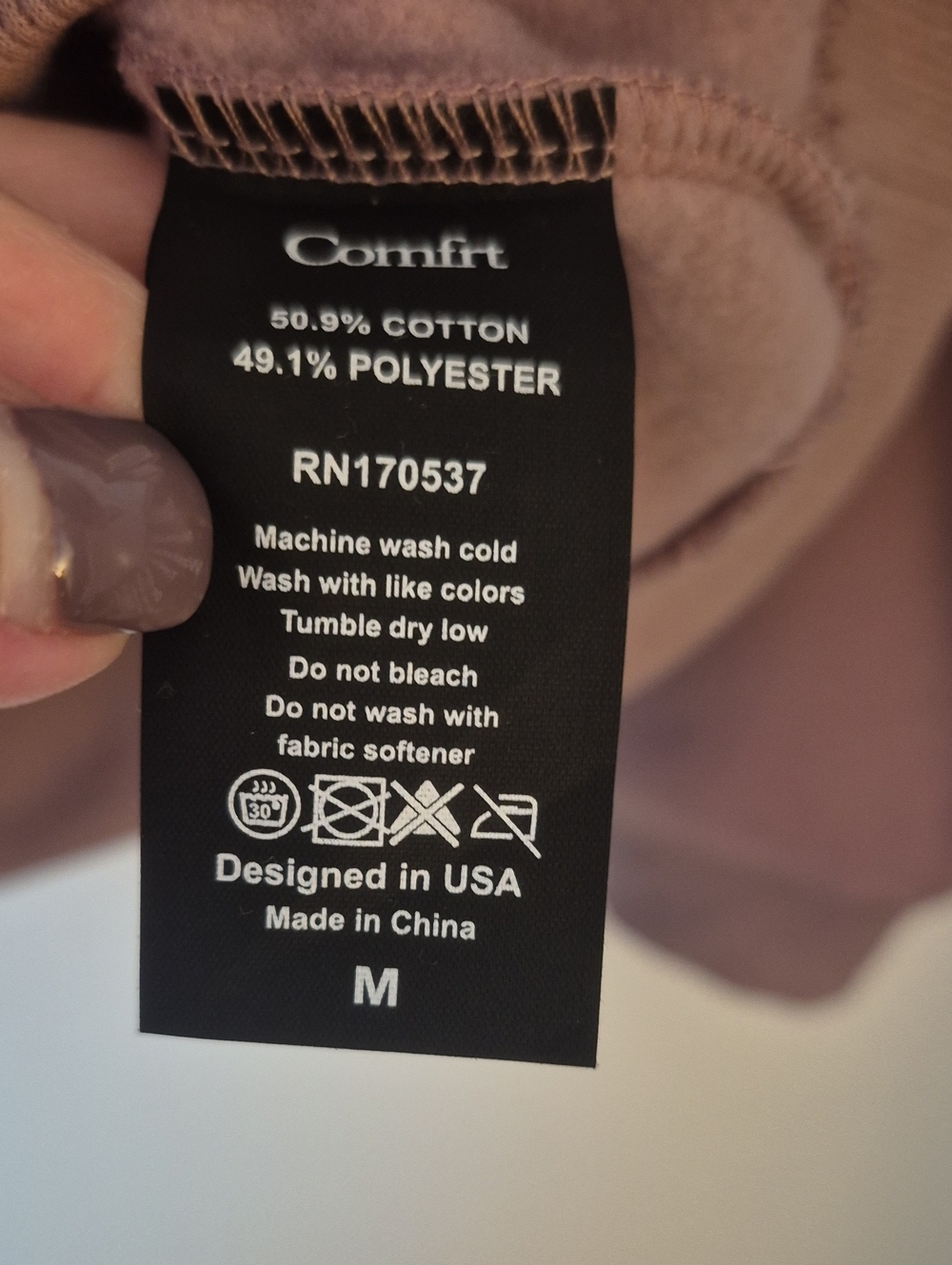 Comfrt Hoodie in Dusty Mauve / Rose | Size Medium Oversized Kangaroo Pocket - Picture 6 of 6